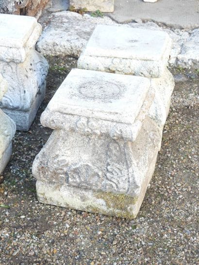 FOUR RECONSTITUTED STONE CAPITAL BASES. 29...