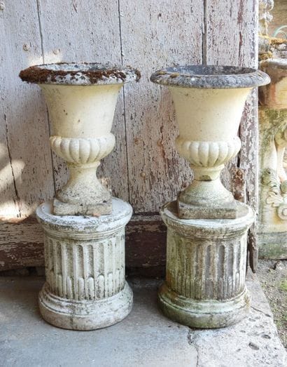 PAIR OF MEDICIS VASES with circular bases....