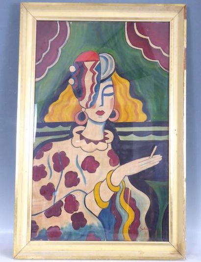 Hugo SCHEIBER (1873-1950) : Femme à la cigarette....