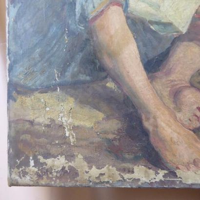 La pêche miraculeuse. Huile sur toile. Porte...