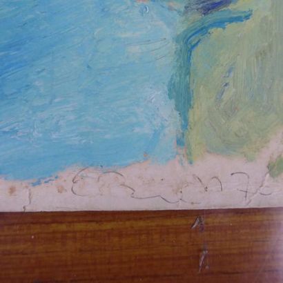 Fillette à la sucette. Huile sur papier....