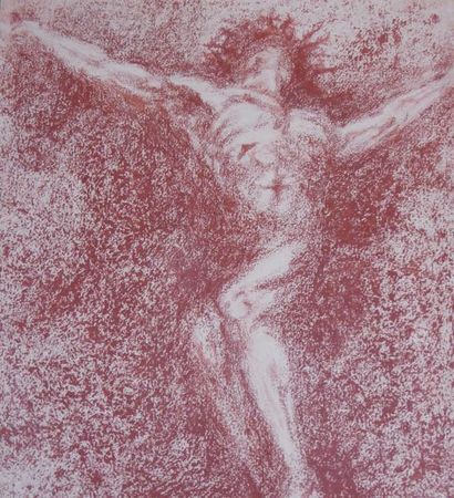 Crucifixion. Sanguine. Monogrammé GB en bas...