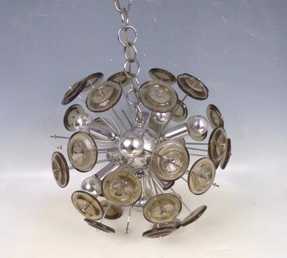 LUSTRE style Spoutnik en métal chromé. Vers...