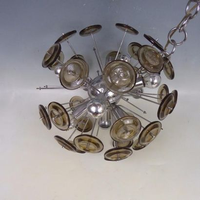 LUSTRE style Spoutnik en métal chromé. Vers...