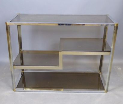 DESSERTE CONSOLE à bords arrondis en verre...