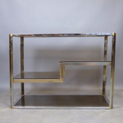 DESSERTE CONSOLE à bords arrondis en verre...