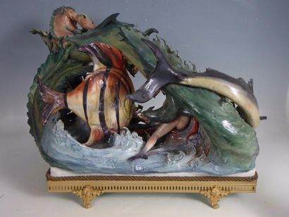 CAPODIMONTE : Important groupe en porcelaine...
