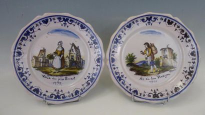 Léon BRARD (1830-1902) : Deux assiettes en...