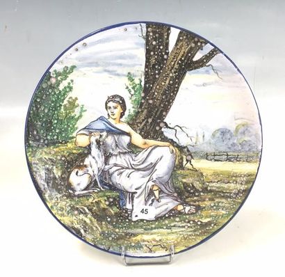 NEVERS MONTAGNON : Assiette circulaire en...