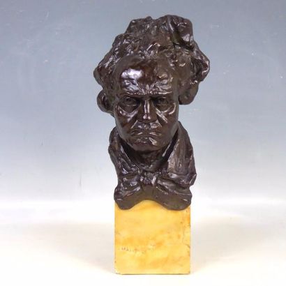 Italo GIORDANI (1882-1956) : Beethoven. Bronze...