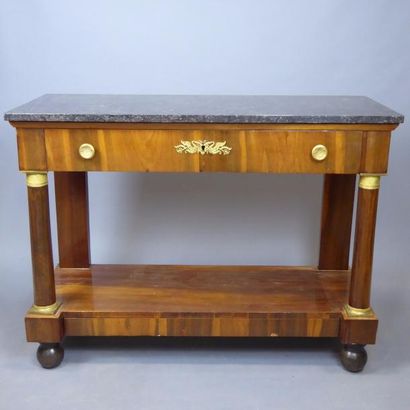 CONSOLE rectangulaire en acajou et placage...
