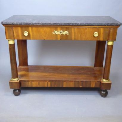 CONSOLE rectangulaire en acajou et placage...