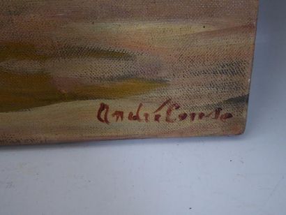 Les baigneuses à la plage. Huile sur toile....