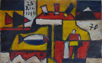 Composition au poisson et à l’homme. Huile...