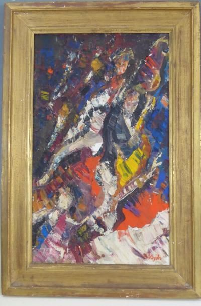 Livia VAJDA (1929-2011) : le bal. Huile sur...