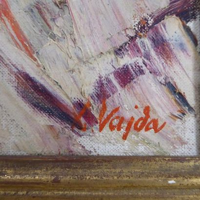 Livia VAJDA (1929-2011) : le bal. Huile sur...