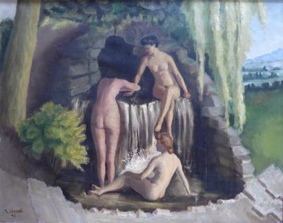 CLOSSET ( XXe): Trois femmes nues à la fontaine....