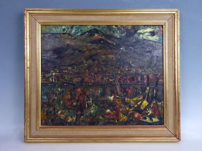 Henri LAMBERT-NAUDIN (XX): Cote d'Azur. Huile...