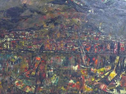 Henri LAMBERT-NAUDIN (XX): Cote d'Azur. Huile...
