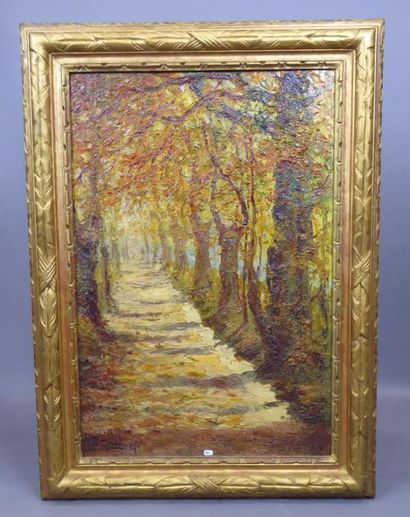 Italo GIORDANI (1882-1956) : Allée d'arbres....