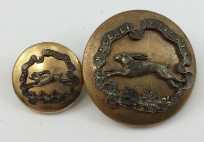 Oo. Paire de boutons. Equipage Hallali Puisaye....