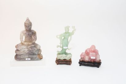 EXTRÊME-ORIENT
Trois statuettes, XXe, pierres...