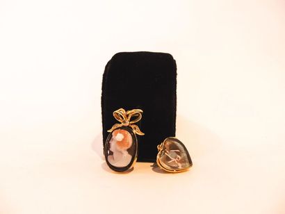 Two small pendants (one opening cordiform...