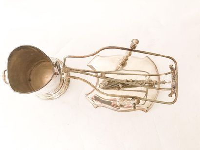 Bottle and bucket holder, 20th century, silver...