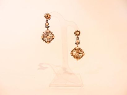 Pair of 18 karat yellow gold and pearl earrings,...