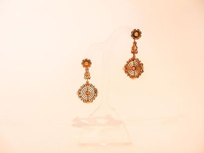 Pair of 18 karat yellow gold and pearl earrings,...
