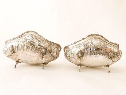 Pair of Rocaille quadripod planters, 19th...