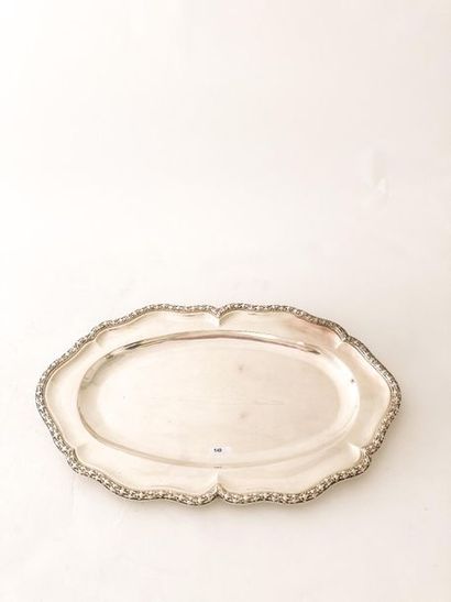 Oval scrolled oval tray, 20th century, silver...