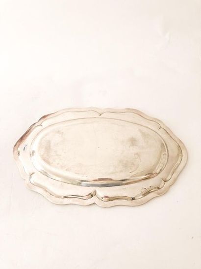 Oval scrolled oval tray, 20th century, silver...