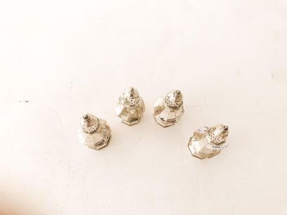 Suite of four elegant salt shakers in baluster...