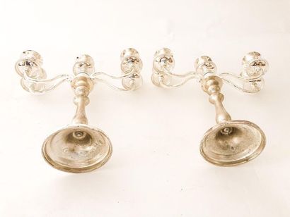 Two pairs of candelabra (three and five-light),...
