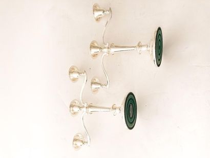 Two pairs of candelabra (three and five-light),...