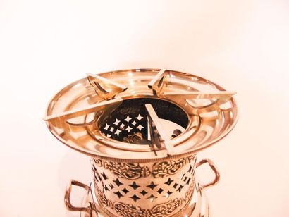 Stove, XXth, silver plated metal, mark on...