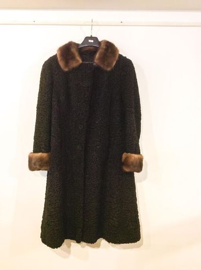 Astrakhan coat, fur collar and cuffs.