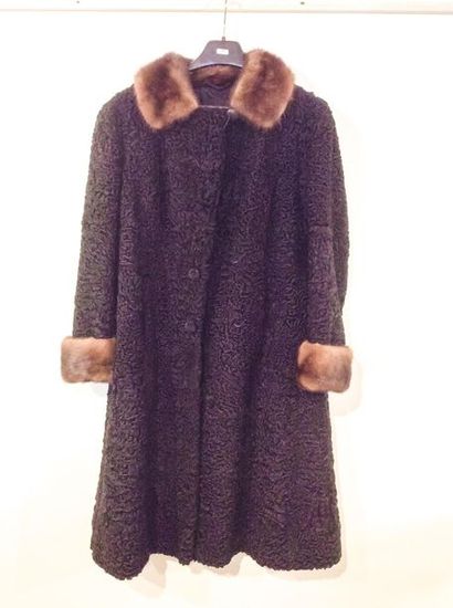 Astrakhan coat, fur collar and cuffs.
