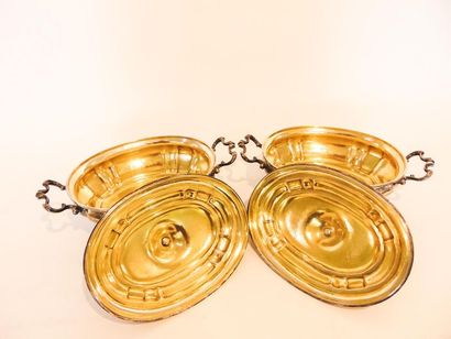 Pair of oval silver Louis XV quadripods terrines,...