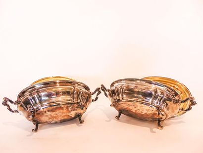 Pair of oval silver Louis XV quadripods terrines,...