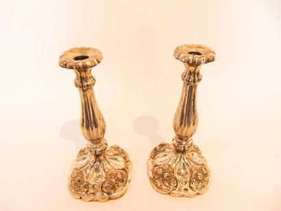 VIENNE
Pair of ribbed torches, 1861, chased...