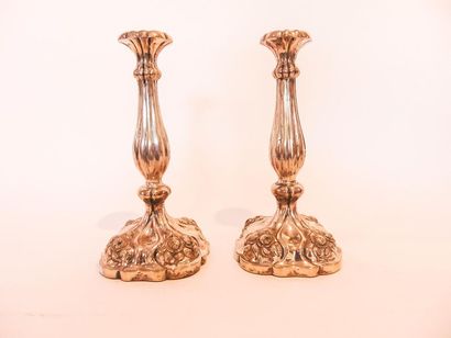 VIENNE
Pair of ribbed torches, 1861, chased...