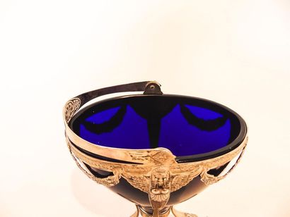 Empire quadripod sugar bowl with winged sphinxes...