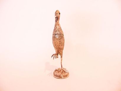 Stork forming a silver box embossed and chiselled,...