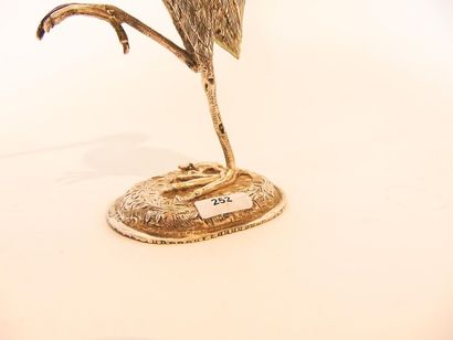 Stork forming a silver box embossed and chiselled,...