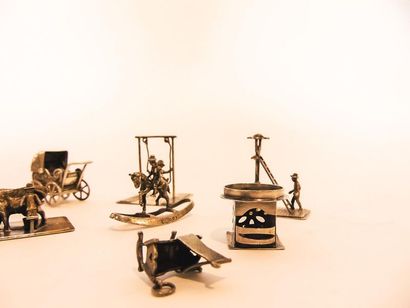Set of miniature silver subjects, eleven...