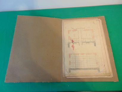Farde contenant trois plans anciens et quatorze...