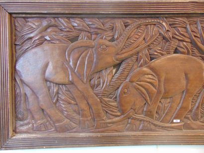 Bas-relief with elephants, 20th century,...