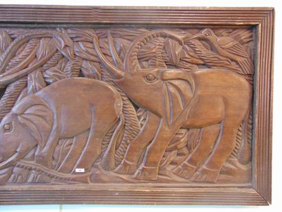 Bas-relief with elephants, 20th century,...